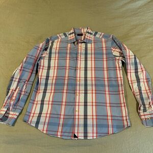 UNTUCKit Men's Casual Plaid Shirt - Blue and Red